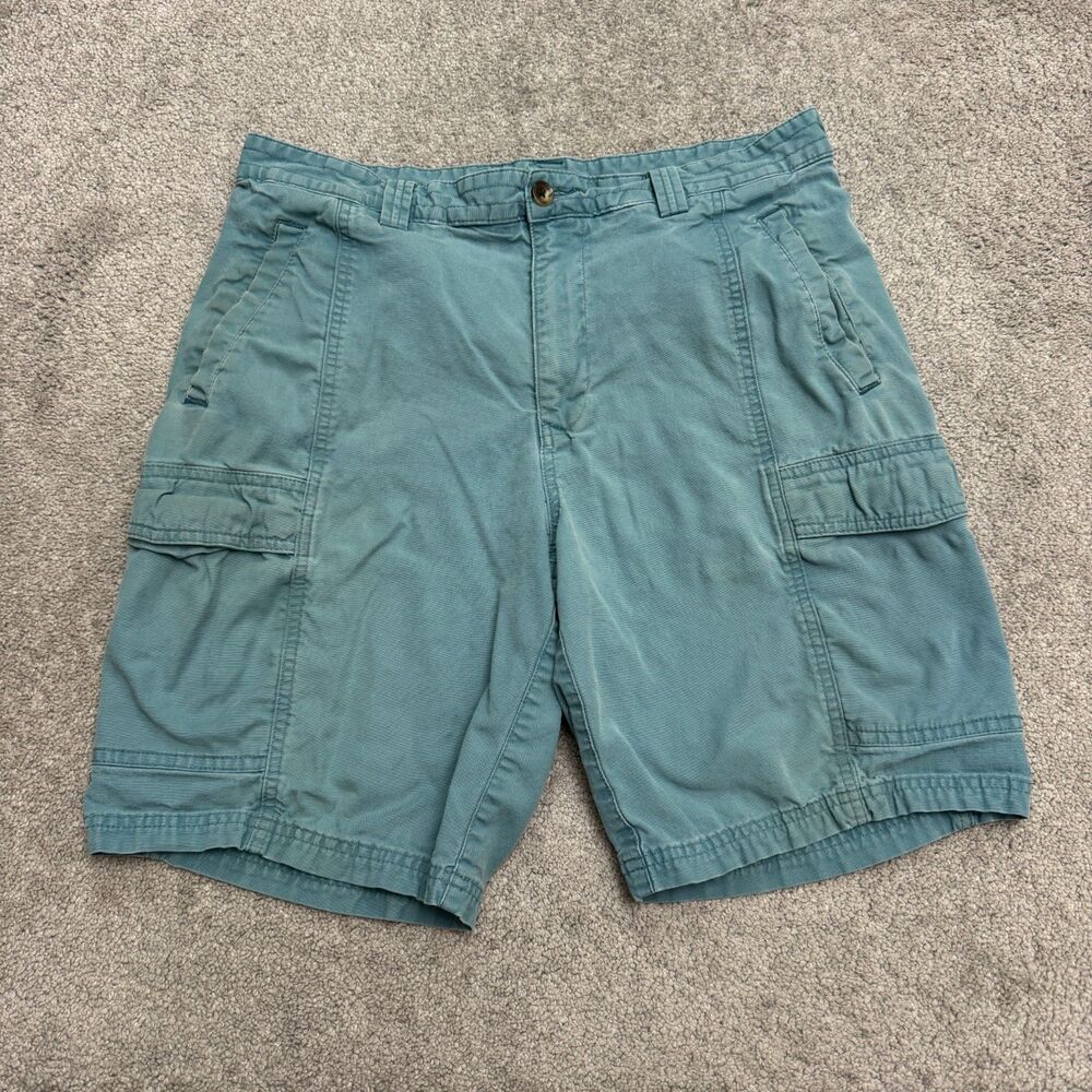 Tommy Bahama Cargo Shorts Mens 33 Blue Cotton Tencel Blend Stretch Summer Style